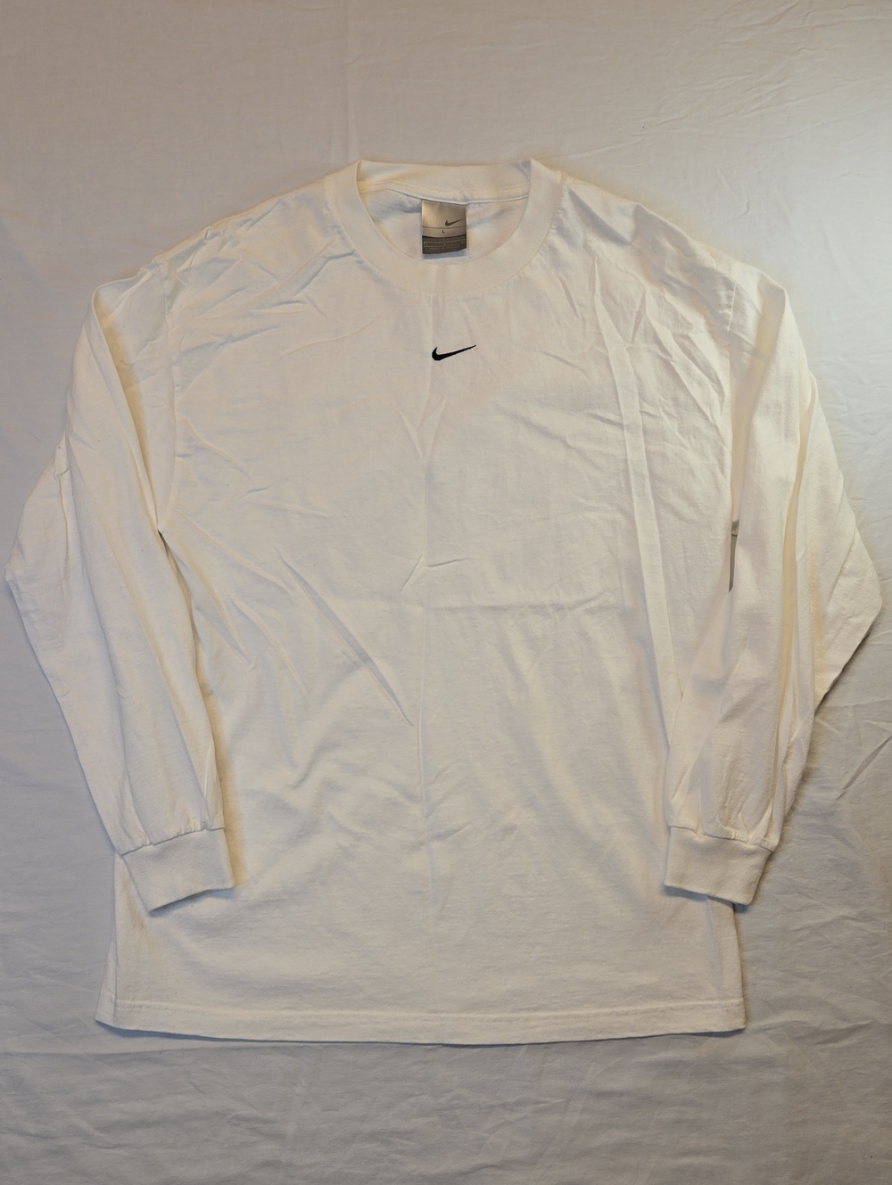 Nike Center Swoosh White Long Sleeve T-Shirt Vintage Y2K
